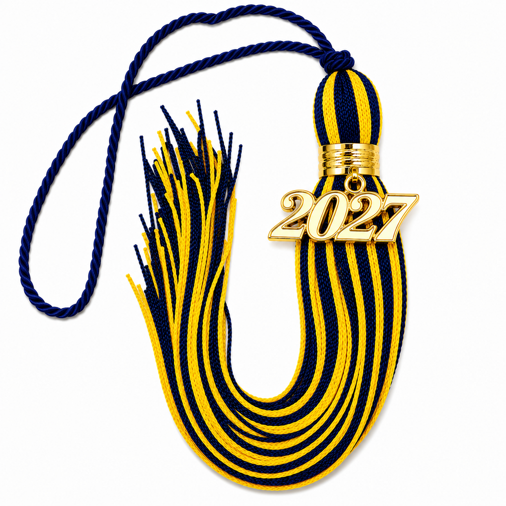 Navy and Yellow Gold - Jumbo Souvenir Tassel
