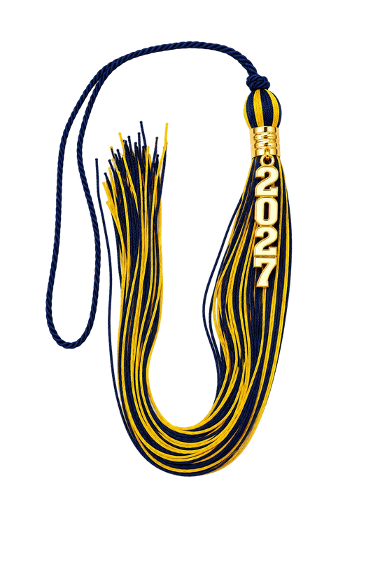 Navy and Yellow Gold - Stacked Tassel