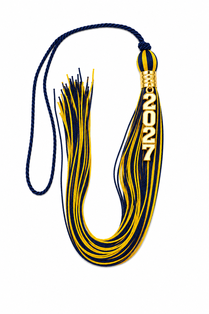 Navy and Yellow Gold - Stacked Tassel