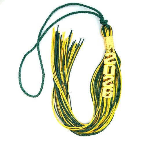 Hunter Green and Yellow Gold - Stacked Tassel