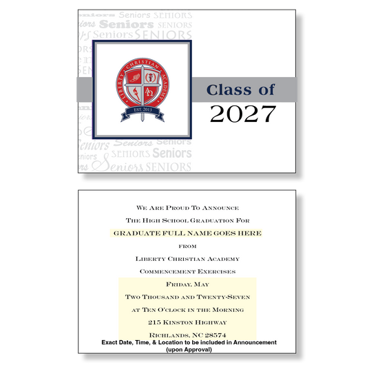 Liberty Christian Academy Package of 10 Announcements