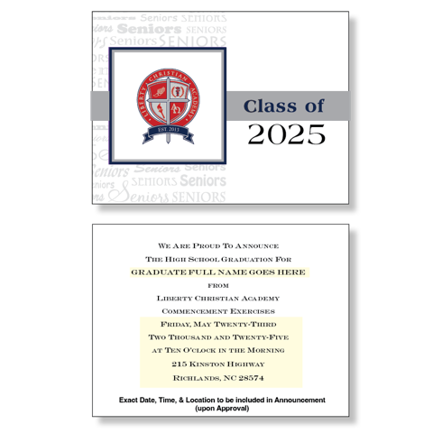 Liberty Christian Academy Package of 10 Announcements