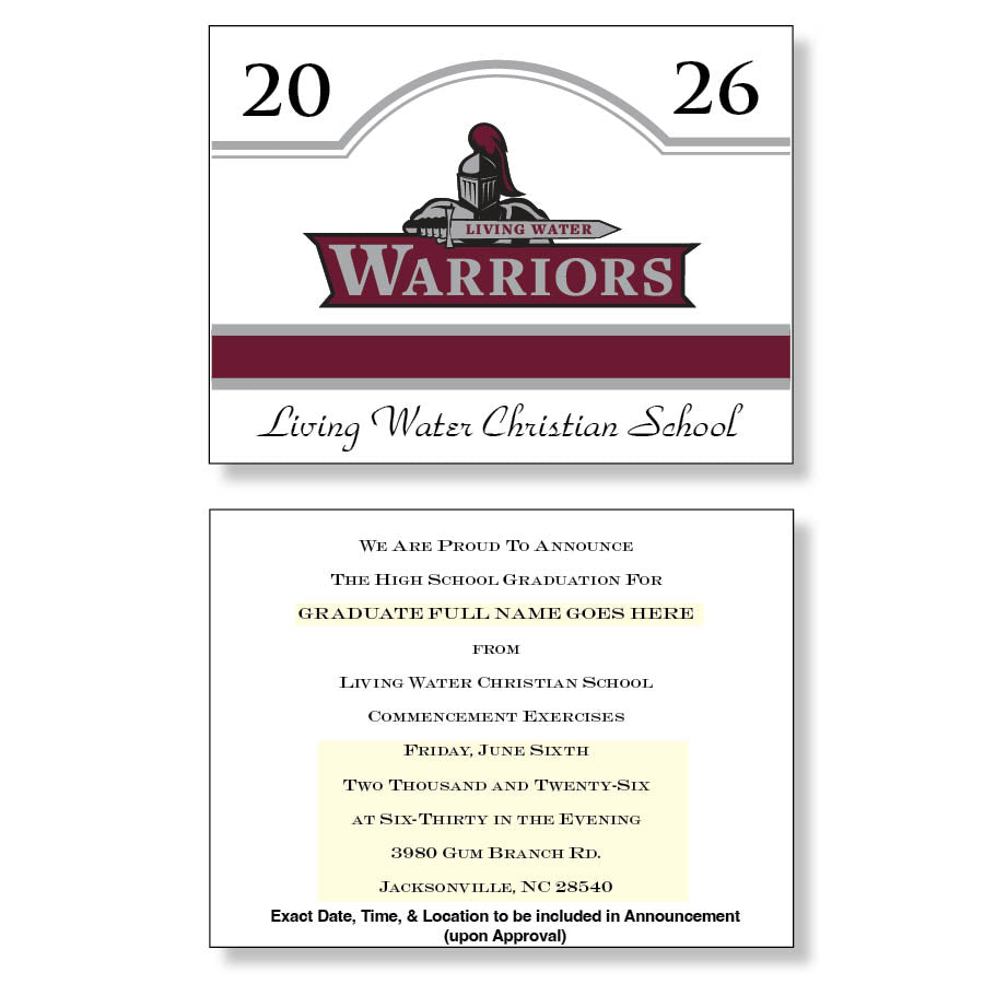 Living Water Christian School Package of 10 Announcements