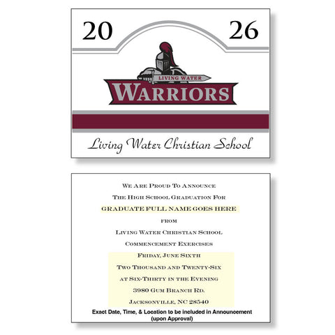 Living Water Christian School Package of 10 Announcements