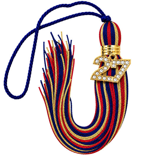 Navy, Cardinal and Old Gold - Jumbo Bling Tassel
