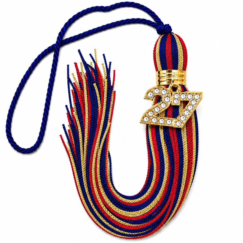 Navy, Cardinal and Old Gold - Jumbo Bling Tassel