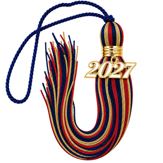 Navy, Cardinal and Old Gold - Jumbo Tassel