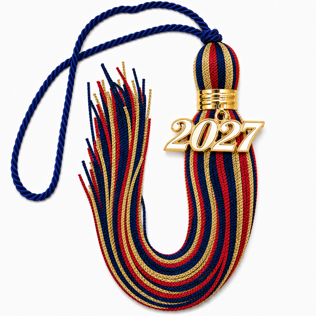 Navy, Cardinal and Old Gold - Jumbo Tassel