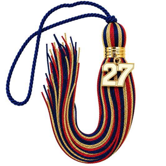 Navy, Cardinal and Old Gold - Jumbo Varsity Tassel