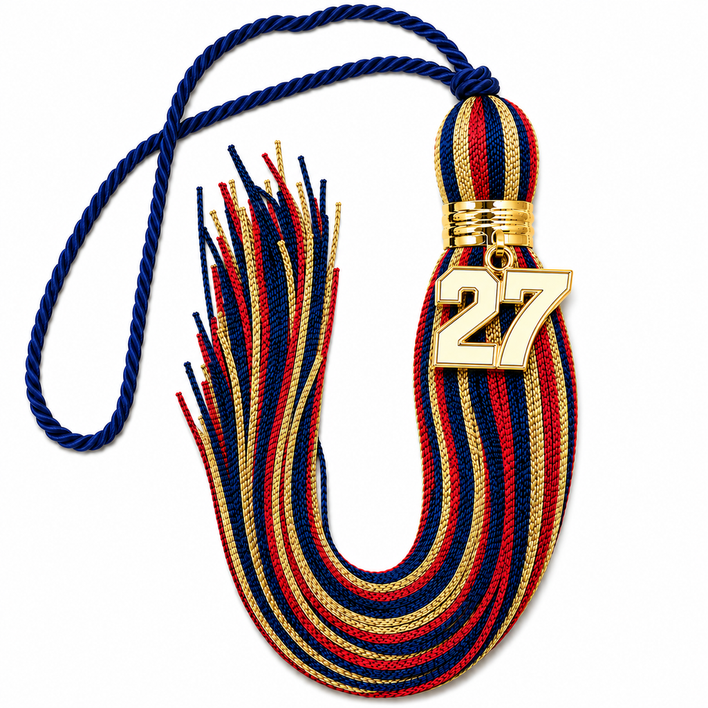 Navy, Cardinal and Old Gold - Jumbo Varsity Tassel