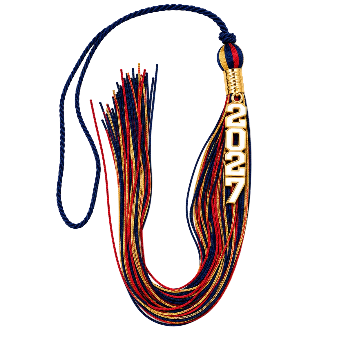 Navy, Cardinal and Old Gold - Stacked Souvenir Tassel