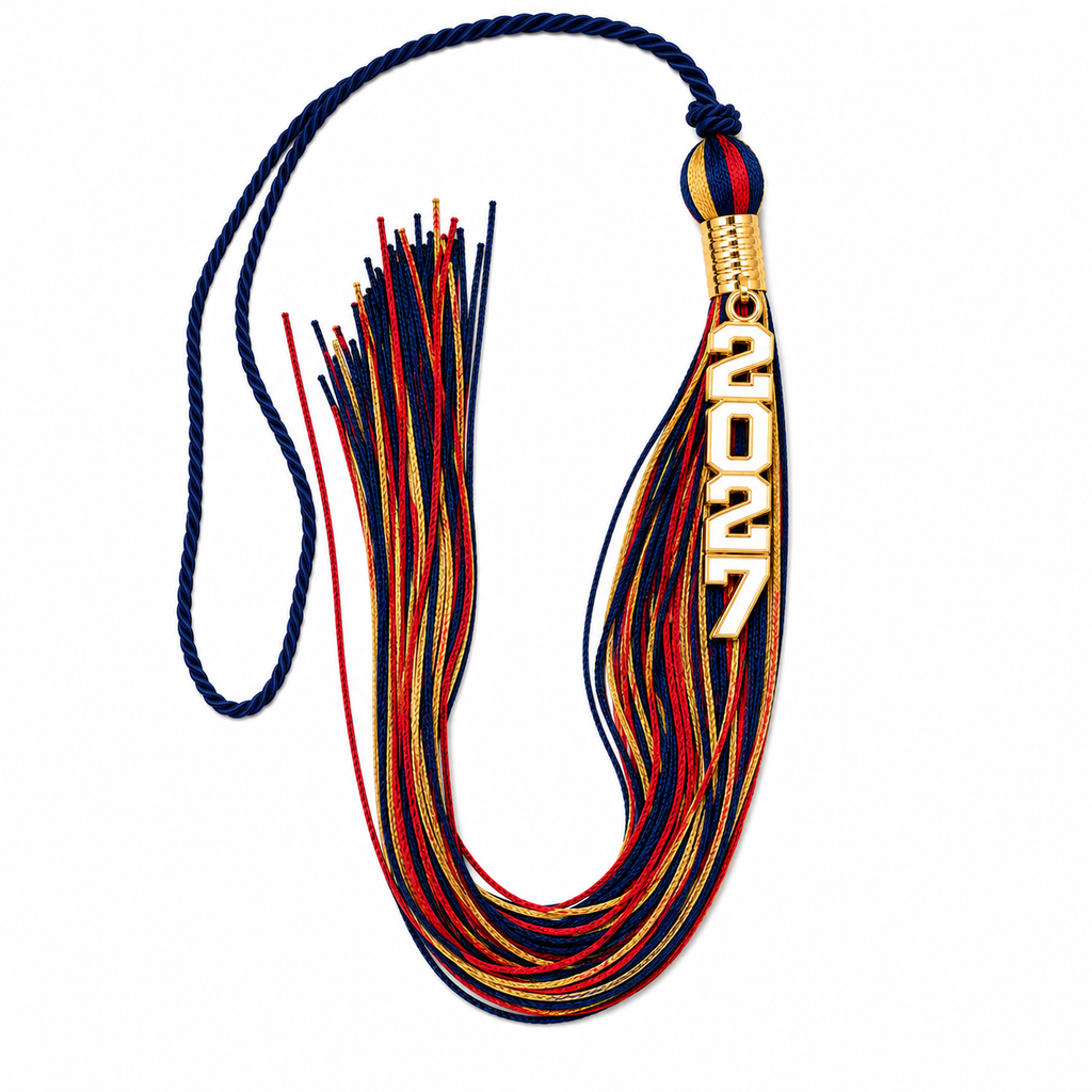 Navy, Cardinal and Old Gold - Stacked Souvenir Tassel