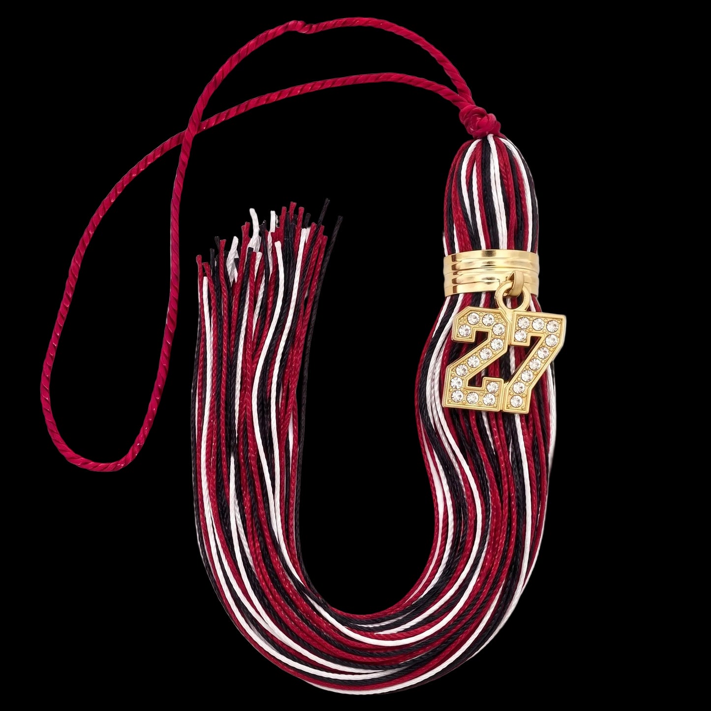 Red, White and Black - Jumbo Bling Tassel - GOLD