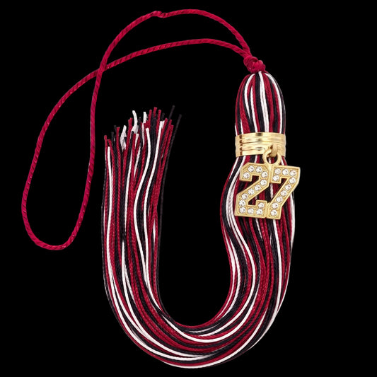 Red, White and Black - Jumbo Bling Tassel - GOLD