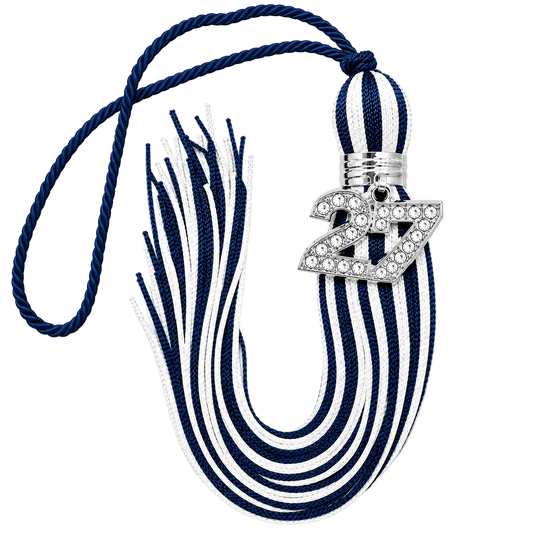 Blue and White - Jumbo Bling Tassel