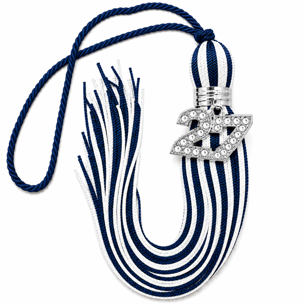 Blue and White - Jumbo Bling Tassel