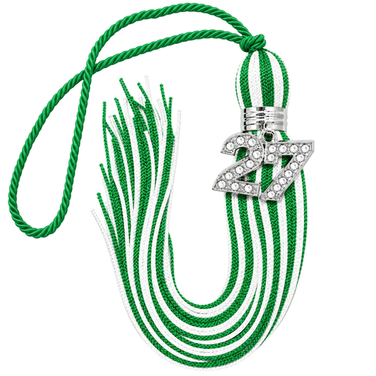 Green and White - Jumbo Bling Tassel