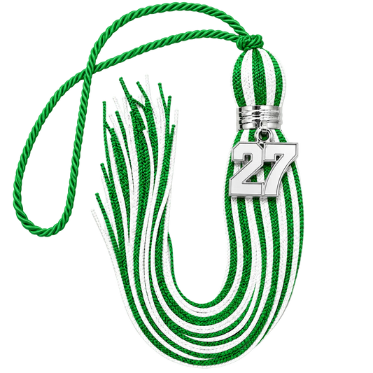Green and White  - Jumbo Varsity Tassel