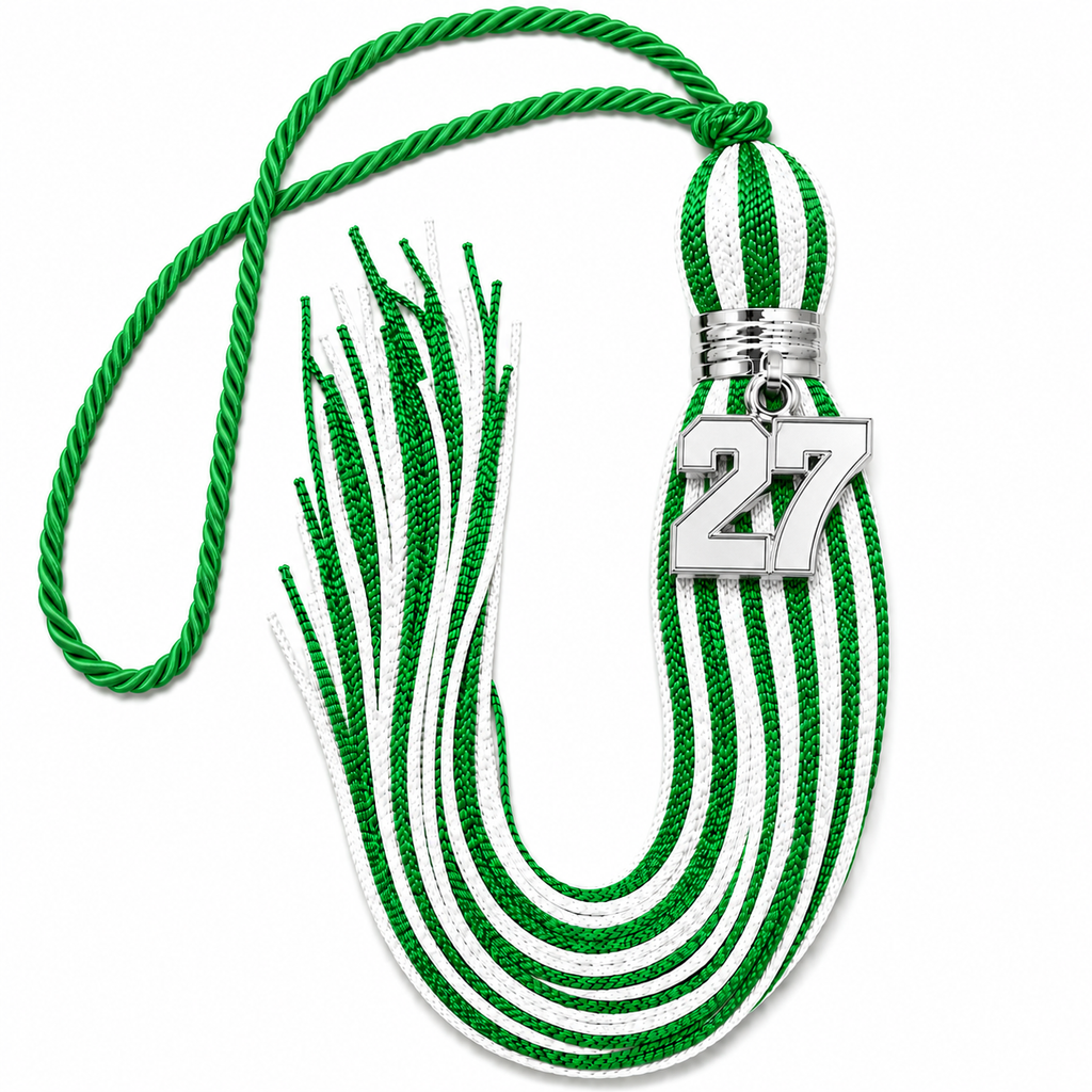 Green and White  - Jumbo Varsity Tassel