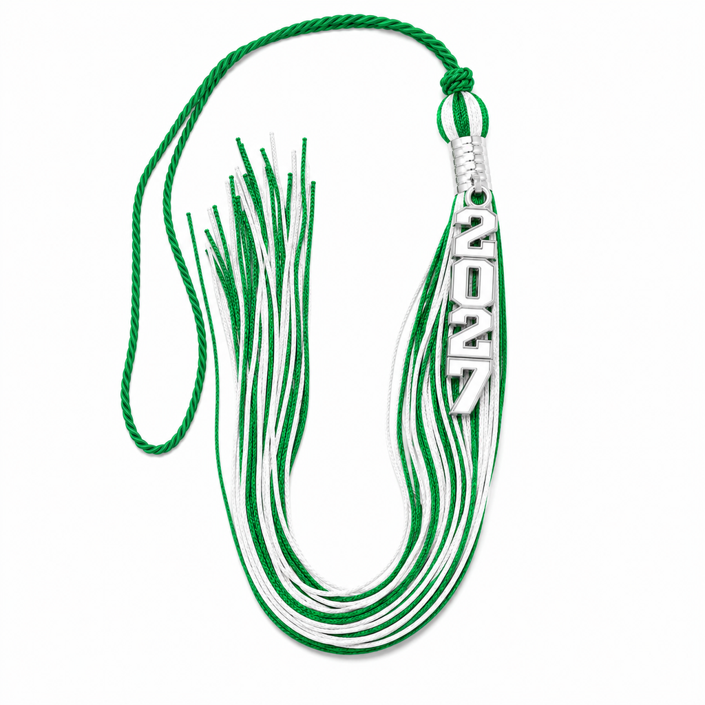 Green and White - Stacked Tassel