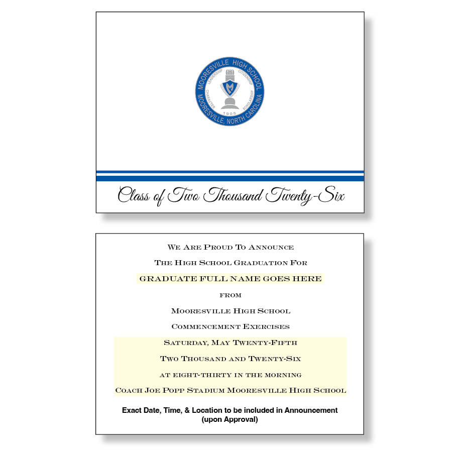 Mooresville Package of 10 Announcements