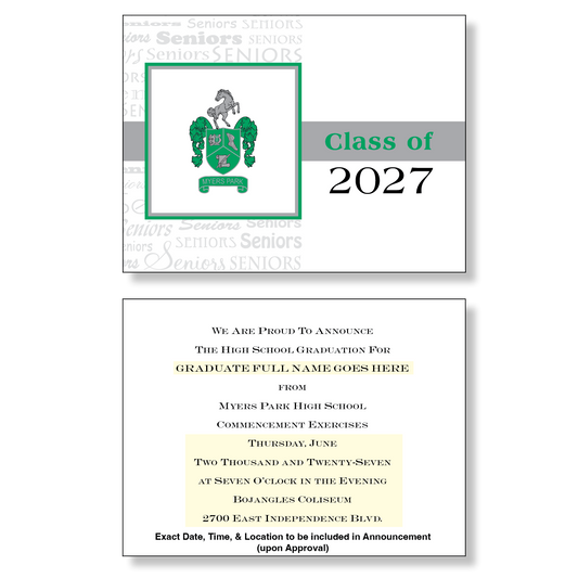 Myers Park Package of 10 Announcements