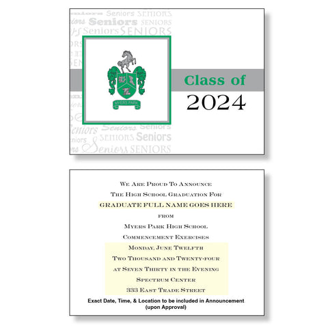 Myers Park Package of 10 Announcements