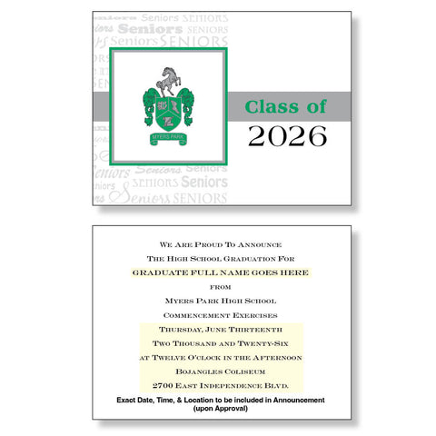 Myers Park Package of 10 Announcements