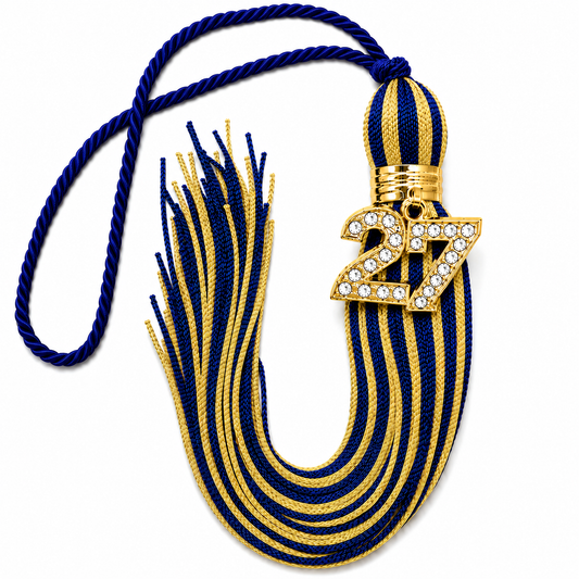 Navy and Old Gold - Jumbo Bling Tassel