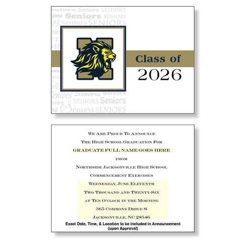 Northside High School Package of 10 Announcements