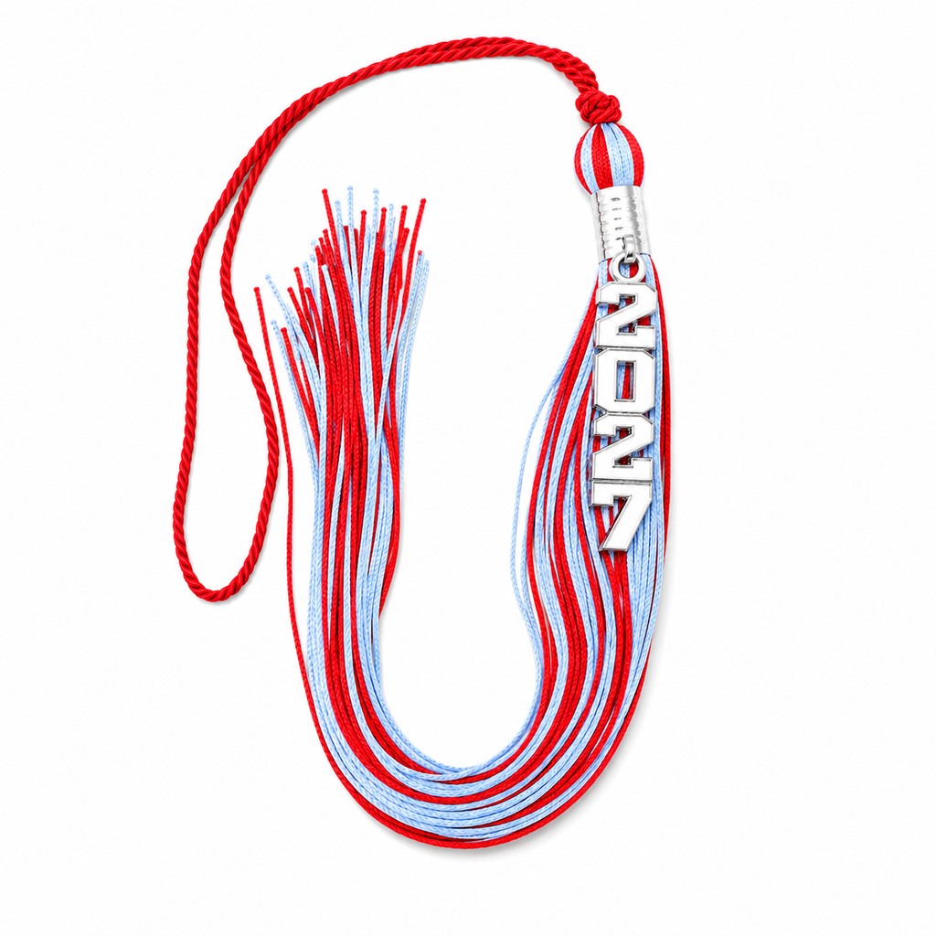 Red and Columbia Blue - Stacked Souvenir Tassel