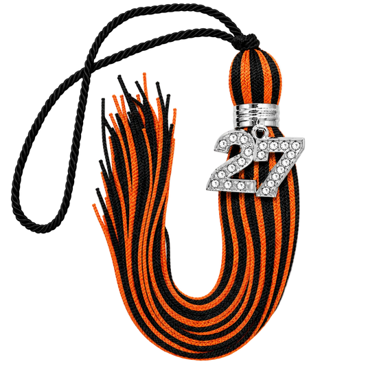 Black and Orange - Jumbo Bling Tassel