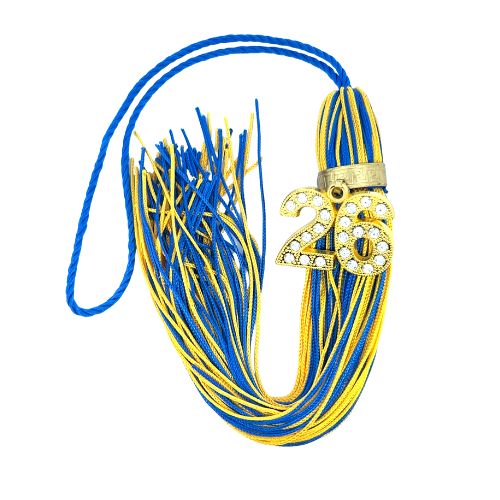Royal Blue and Yellow Gold - Jumbo Bling Tassel