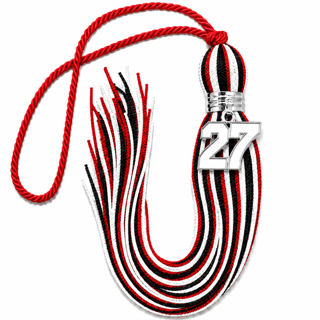 Red, White and Black - Jumbo Varsity Tassel