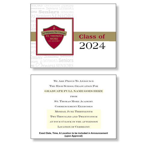 St. Thomas More Academy Package of 10 Announcements