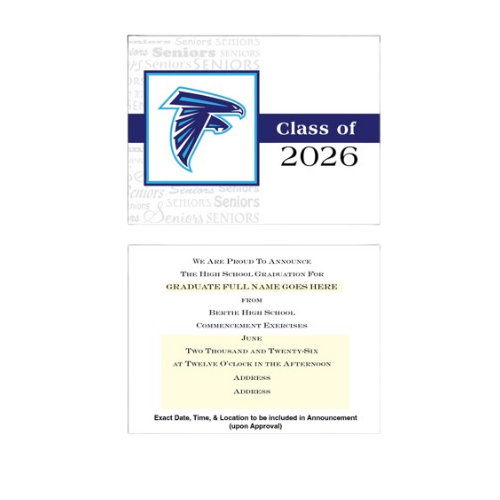 Bertie High School Package of 10 Announcements