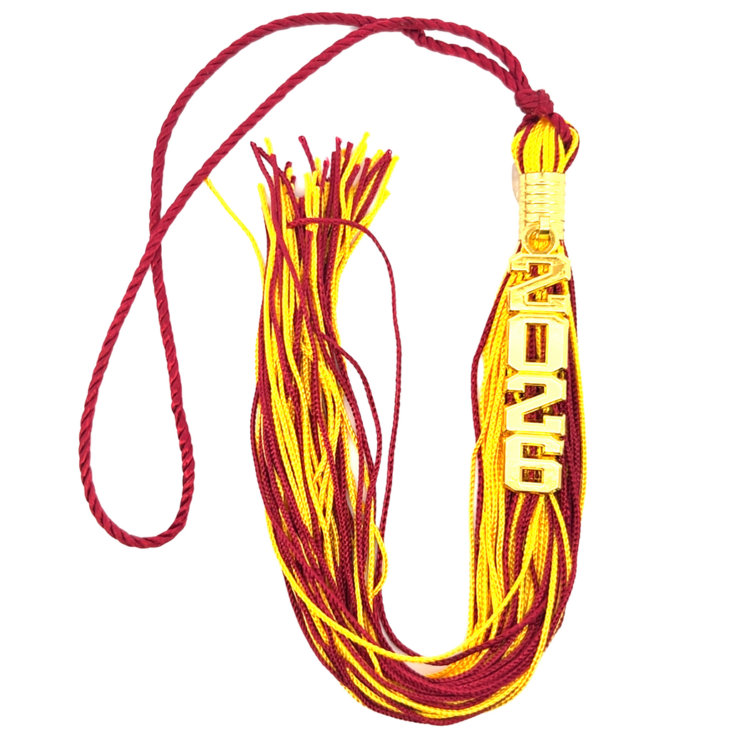 Maroon and Yellow Gold - Stacked Souvenir Tassel
