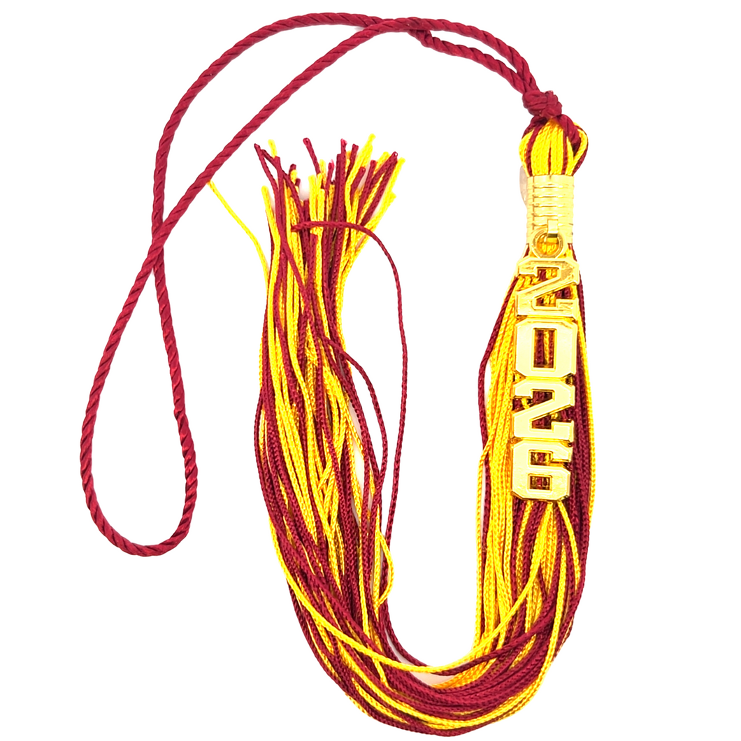 Maroon and Yellow Gold - Stacked Souvenir Tassel