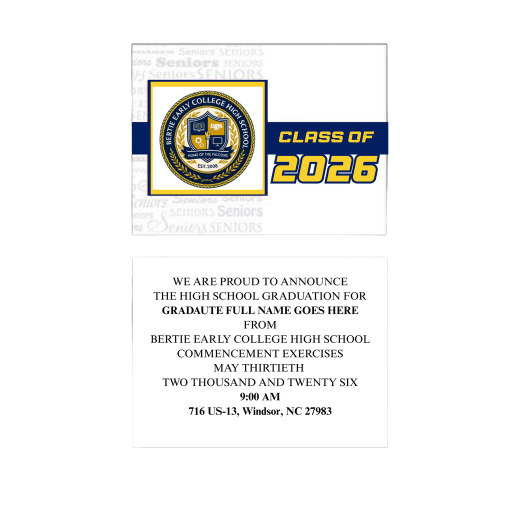 Bertie Early College Package of 10 Announcements