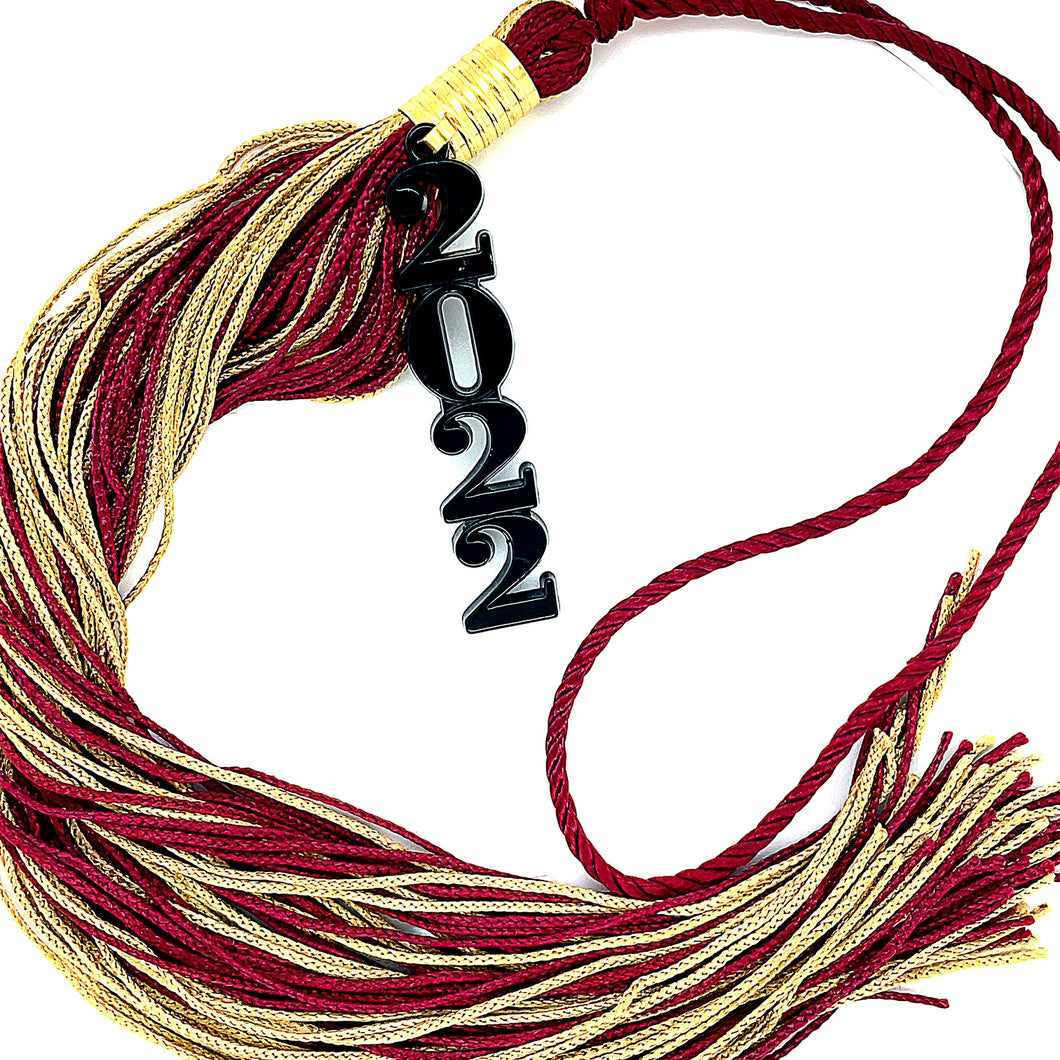 Stacked Black Souvenir Tassel - Maroon and Old Gold