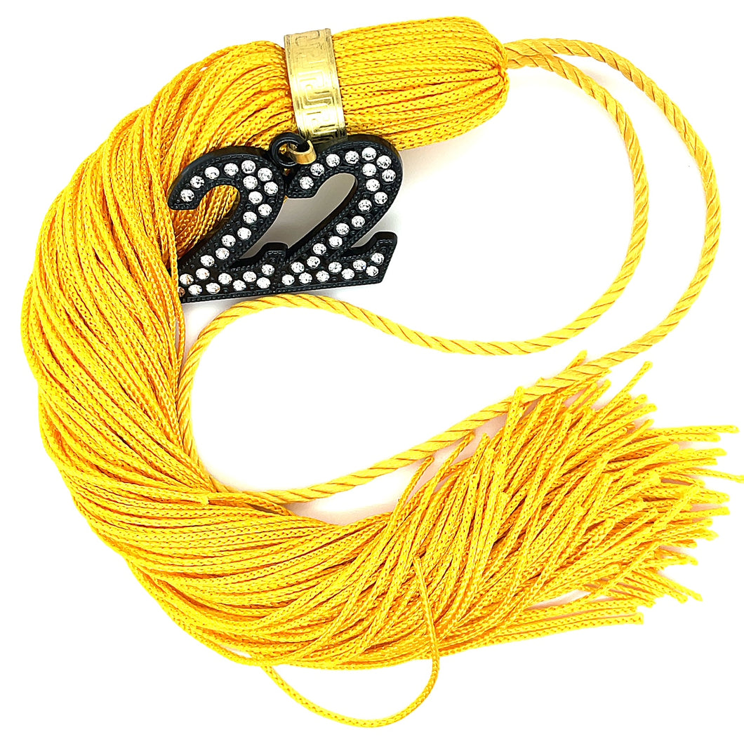 Jumbo Black Bling Tassel - Tiffany Gold